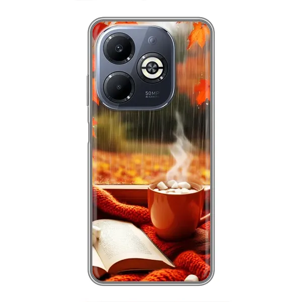 Чохол з принтом «Кава і дощ» для Infinix Smart 8 Plus