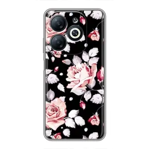 Чехлы с Цветами для Infinix Smart 8 (VPrint) (Цветочки на черном)