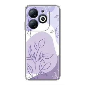 Силиконовый чехол с принтом в цветах на Infinix Smart 8 (Фиолетовые листья абстракция)