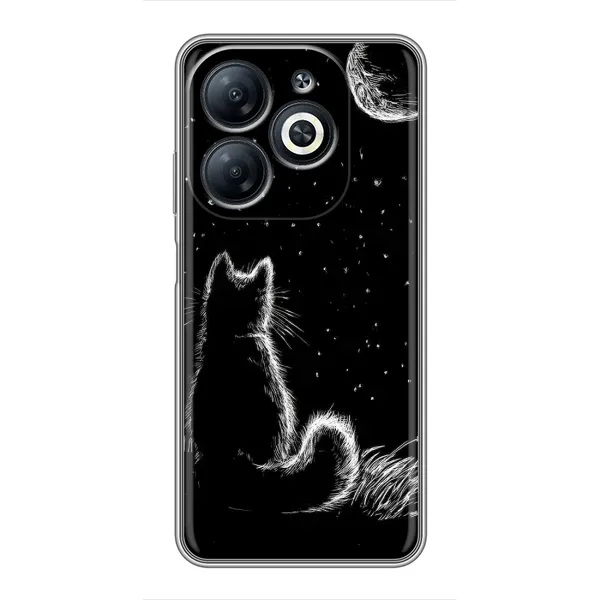 Чехол с принтом «Котик и луна» для Infinix Smart 8 Чехол с принтом «Котик и луна» для Infinix Smart 8