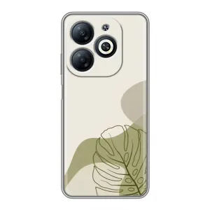 Силиконовый чехол с принтом в цветах на Infinix Smart 8 (Зеленая монстера дизайн)