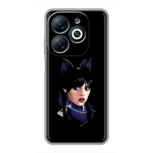 Чехлы Венсдей на Infinix Smart 8 Уэнсдей (AlphaPrint) (серьезная Уэнздей)