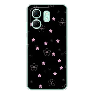 Чехол с принтом «Розовые цветы на черном» для Infinix Smart 9