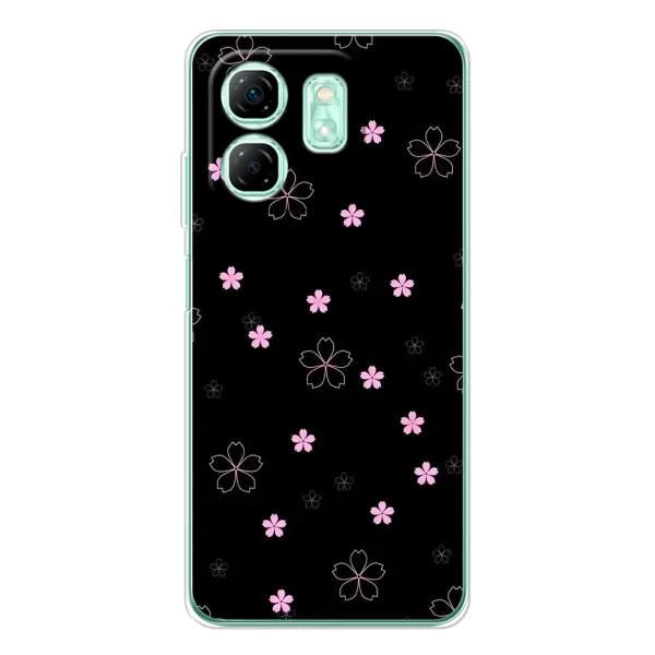 Чехол с принтом «Розовые цветы на черном» для Infinix Smart 9