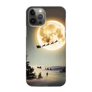 Новорічні, Святкові Чохли для iPhone 12 Pro Max - 2024 год (Санта на місяці)