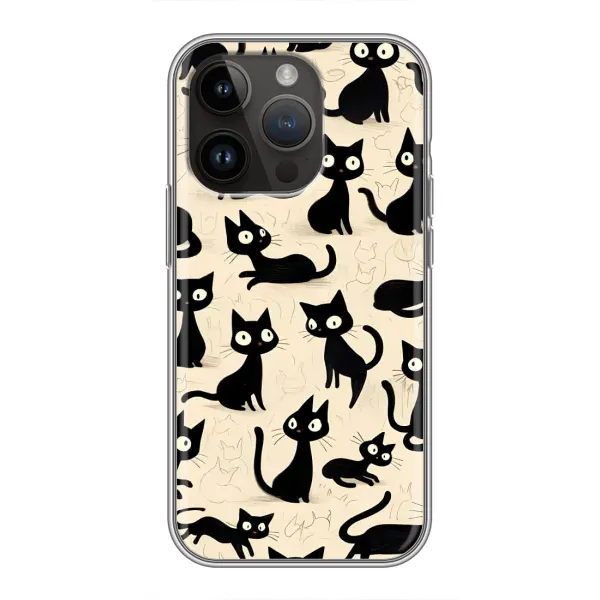 Чохол з принтом «Чорні коти» для iPhone 14 Pro Max Чохол з принтом «Чорні коти» для iPhone 14 Pro Max