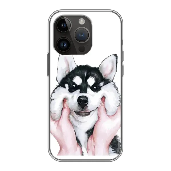 Чехол с принтом «Довольный Хаски» для iPhone 14 Pro Max