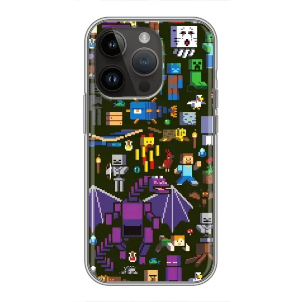 Чохол з принтом «Колаж Майнкрафт» для iPhone 14 Pro Max