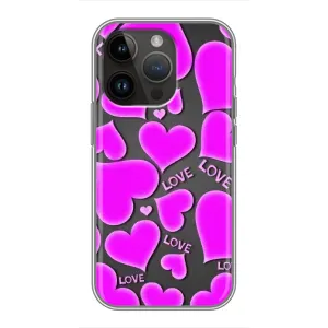 Чехлы для любимой на Епл 14 Про Макс (VPrint) (Pink hearts)