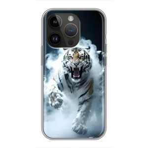 Чохол з картинкою 'Хижаки' для iPhone 14 Pro Max (Білий тигр у диму)