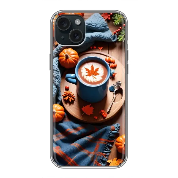 Чехол с принтом «Кофе и тыковки» для iPhone 15 Plus