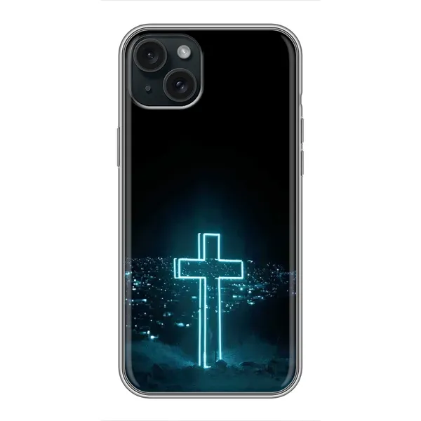 Чохол з принтом «Хрест і місто» для iPhone 15 Plus Чохол з принтом «Хрест і місто» для iPhone 15 Plus