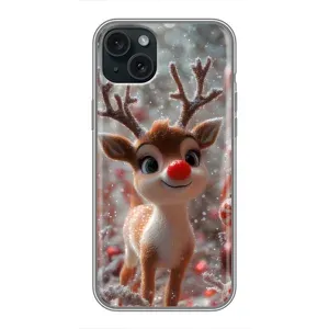 Яркий чехол для iPhone 15 Plus с Зимними Оленятами