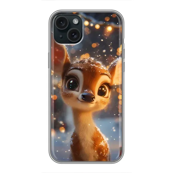 Чохол з принтом «Оленятко серед гірлянд» для iPhone 15 Plus Чохол з принтом «Оленятко серед гірлянд» для iPhone 15 Plus