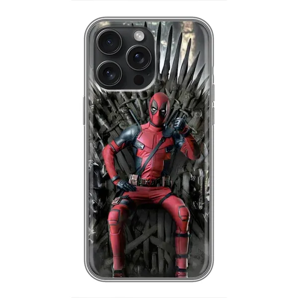 Чохол з принтом «Дедпул на троні» для iPhone 15 Pro Max Чохол з принтом «Дедпул на троні» для iPhone 15 Pro Max