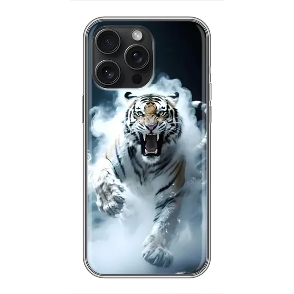 Чохол з принтом «Білий тигр у диму» для iPhone 15 Pro Max Чохол з принтом «Білий тигр у диму» для iPhone 15 Pro Max