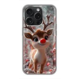Яркий чехол для iPhone 15 Pro с Зимними Оленятами