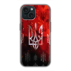 Украинские Чехлы для iPhone 15 с картинкой УПА (AlphaPrint) (ГЕРБ УПА)