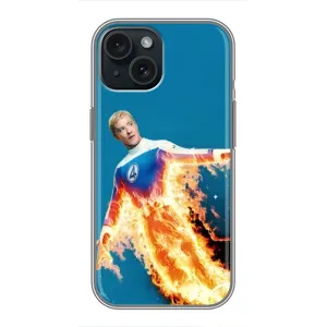 Чохол з принтом Фантастична четвірка для iPhone 15 (Людина-факел у вогні)