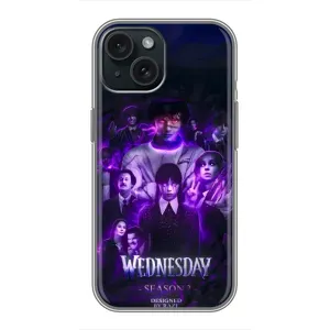 Чохол з дизайном Венздей 2 на iPhone 15 (Фіолетова магія Венздей)
