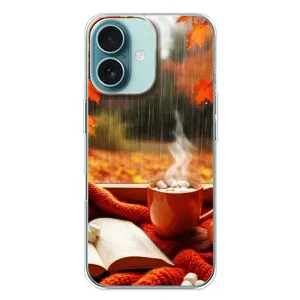 Чехол с принтом «Кофе и дождь» для iPhone 16 Plus