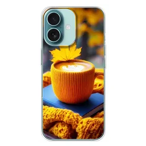 Чехол с принтом «Кофе на желтом пледе» для iPhone 16 Plus