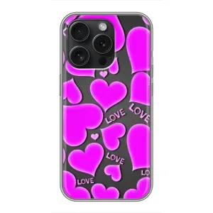 Чехлы для любимой на Айфон 16 Про (VPrint) (Pink hearts)