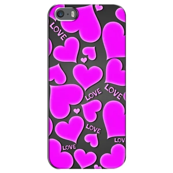Чохол з принтом «Pink hearts» для iPhone 5 / 5s / SE