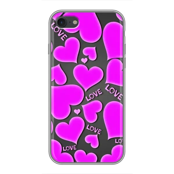 Чохол з принтом «Pink hearts» для iPhone 7