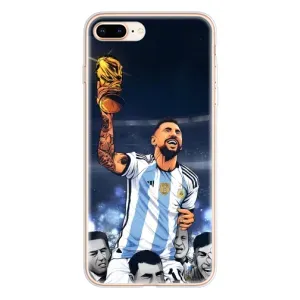 Чехлы для iPhone 8 Plus (Leo чемпион) (AlphaPrint) (Месси с кубком)