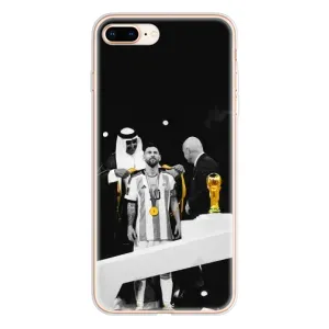 Чехлы для iPhone 8 Plus (Leo чемпион) (AlphaPrint) (Месси в накидке)