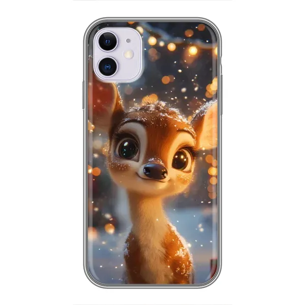 Чехол с принтом «Олененок среди гирлянд» для iPhone 11