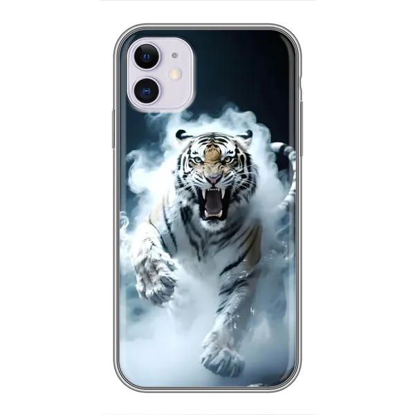 Чохол з принтом «Білий тигр у диму» для iPhone 11