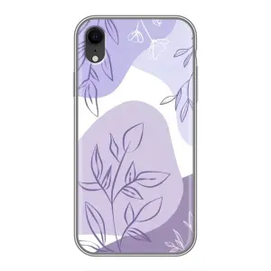 Силконовий чохол з принтом в квітах на iPhone Xr (Фіолетове листя абстракція)
