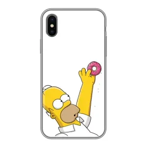 Чjхол з Сімпсонами для iPhone Xs (VPrint) (Гомер з пончиком)