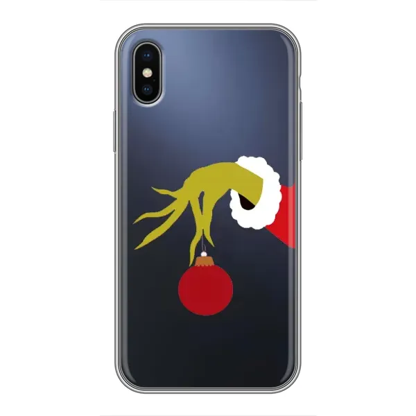 Чехол с принтом «Гринч с игрушкой» для iPhone Xs