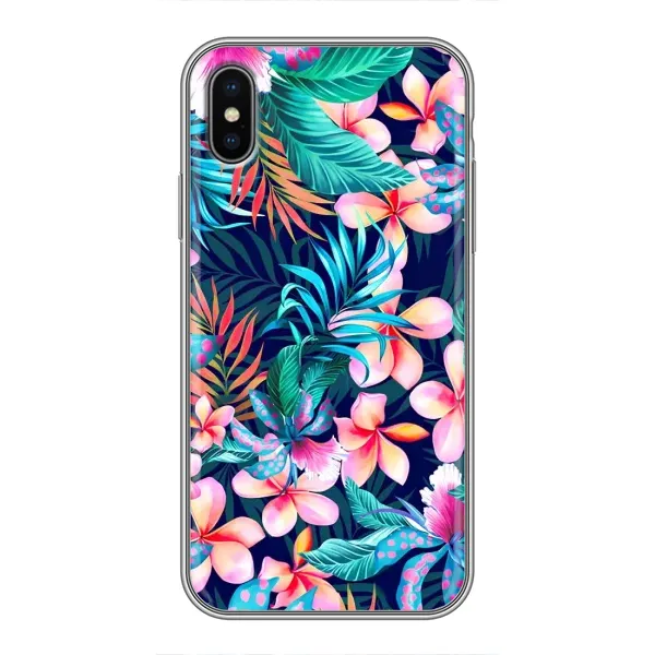 Чехол с принтом «Красочные цветы» для iPhone Xs