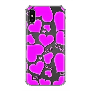 Чехлы для любимой на Еппле Ікс-ес (VPrint) (Pink hearts)