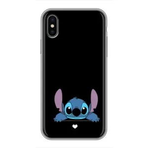 Чохол з принтом Стіч на iPhone Xs (Стіч на чорному)