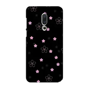 Чохол з принтом «Рожеві квіти на чорному» для Meizu 16 Plus