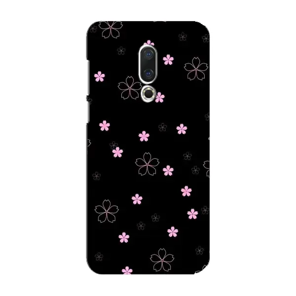 Чохол з принтом «Рожеві квіти на чорному» для Meizu 16 Plus