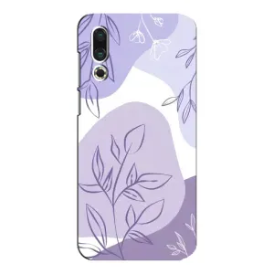 Силиконовый чехол с принтом в цветах на Meizu 16s (Фиолетовые листья абстракция)