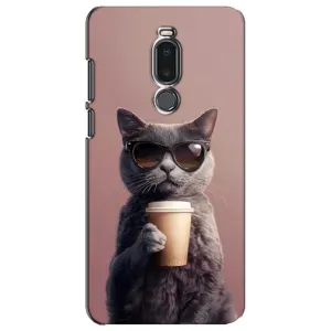 Чехол с принтом стильные животные для Мейзу Ноте 8 (Кот с кофе)