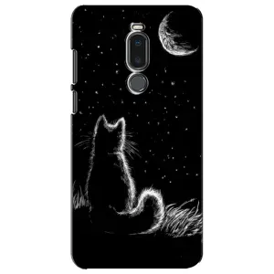 Чохол з принтом для Meizu Note 8 (AlphaPrint) Модні коти (Котик і місяць)
