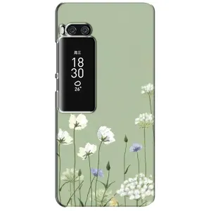 Чехол с цветочным принтом на Мейзу Про 7 Плюс (Цветы на зеленом)