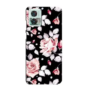 Чехлы с Цветами для Motorola Edge 30 Neo (VPrint) (Цветочки на черном)