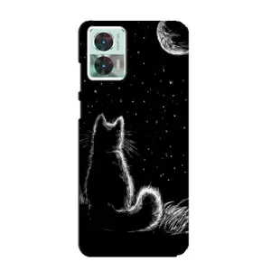 Чехол с принтом для Motorola Edge 30 Neo (AlphaPrint) Модные коты (Котик и луна)
