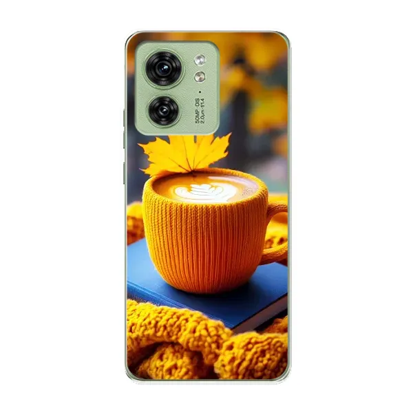 Чехол с принтом «Кофе на желтом пледе» для Motorola Edge 40