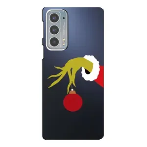 Зимні Чохли для Моторола Едге 20 - прозорий фон (Грінч з іграшкою)