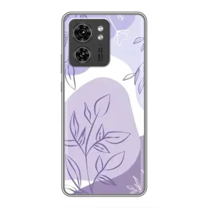 Силконовий чохол з принтом в квітах на Motorola Edge 40 Pro (Фіолетове листя абстракція)